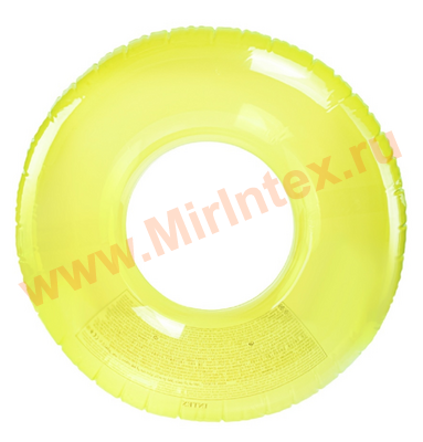 Надувной круг для плавания D 76 см, цвет прозрачный лайм, от 8 лет, нагрузка до 40 кг., без насоса, Intex 59260