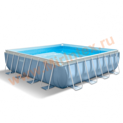 INTEX Бассейн каркасный прямоугольный Intex 427х427х107 см (видео, фильтр-насос 220В, лестница, тент, подстилка) Rectangular Ultra Frame Pool
