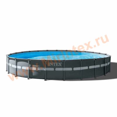 INTEX 26340 Бассейн каркасный круглый Intex Ultra XTR Frame Pools 732х132 см (песчаный фильтр-насос 10,5 куб/ч, лестница, тент, настил)