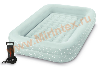 INTEX 66810 Надувная кровать детская 2 в 1, 107х168х25 см,(ручной насос),от 3-8 лет.