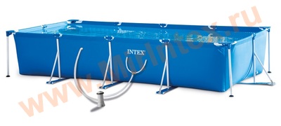 INTEX Каркасный прямоугольный бассейн 450х220х84см., фильтр-насос(картридж) 2006л\ч.
