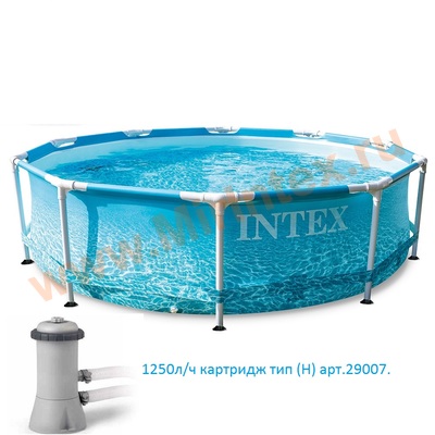 INTEX Каркасный бассейн Metal Frame 305х76см "Beachside" (с картриджным фильтр-насосом 1250л/ч)