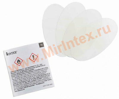 INTEX 11410 А Ремкомплект для бассейнов 4 бесцветные заплатки (БЕЗ КЛЕЯ)