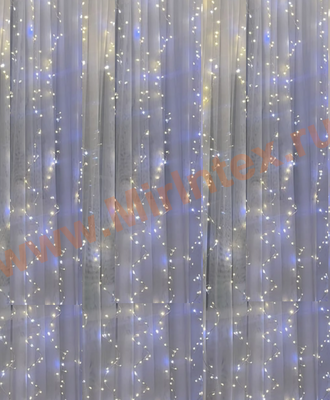 Гирлянда штора новогодняя мишура 3х3 м, хвойная лапа теплая с голубым мерцанием