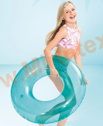 Надувной круг для плавания D 76 см, цвет прозрачный голубой, от 8 лет, нагрузка до 40 кг., без насоса, Intex 59260