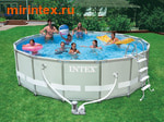 INTEX Бассейн каркасный круглый Intex 488х122 см (видео, фильтр-насос 5,6 м3/ч 220В, лестница, настил, тент) Ultra Frame Pool