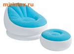 INTEX Кресло надувное с пуфиком (голубое)