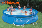 INTEX Бассейн надувной 457х91см (фильтр-насос 220 В, лестница, настил, тент)
