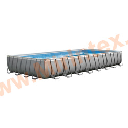 INTEX Бассейн каркасный прямоугольный Intex Ultra XTR Rectangular Frame Pools 732х366х132 см (песчаный фильтр-насос 7,9 куб/ч, лестница, тент, настил)