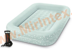 INTEX Детская надувная кровать 2в1 ( каркас + вкладывающийся в него матрас), 107х168х25 см, + ручной насос, от 3-8 лет, Intex 66810