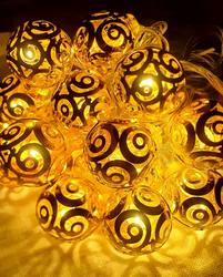 Гирлянда светодиодная металлические шарики 4 м, желтые/теплые, 1 режим, прозрачный провод, 220В от сети