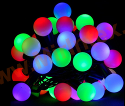 Гирлянда шарики 40мм/4м, светодиодная, уличная, разноцветные