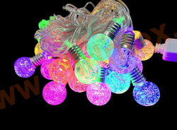 Светодиодная гирлянда нить хрустальные шарики 4м, лампочки пузырьки, разноцветные, 1 режим, прозрачный провод, IP20, 220В от сети