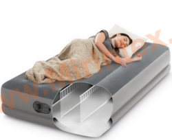 Надувная кровать 99х191х30см, односпальный надувной матрас со встроенным электрическим насосом от USB, Prestige Mid-Rise Airbed, Intex 64112