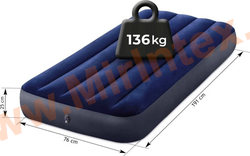 Односпальный надувной матрас 76х191х25 см, Classic Downy Airbed Intex 64756, без насоса