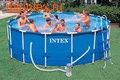 INTEX Бассейн каркасный круглый Intex 457х107 см (видео, фильтр-насос 220В, лестница, настил, тент) Metal Frame Pool