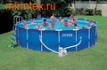 INTEX Бассейн каркасный круглый Intex 549х122 см (видео, фильтр-насос 220В, лестница, настил, тент) Metal Frame Pool